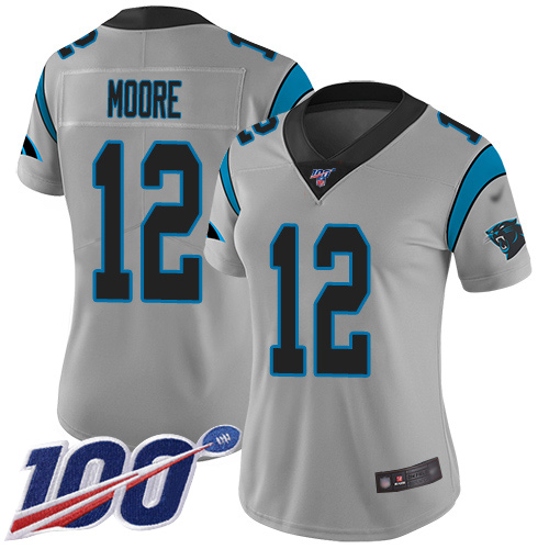 Carolina Panthers Limited Silver Women DJ Moore Jersey NFL Football #12 100th Season Inverted Legend